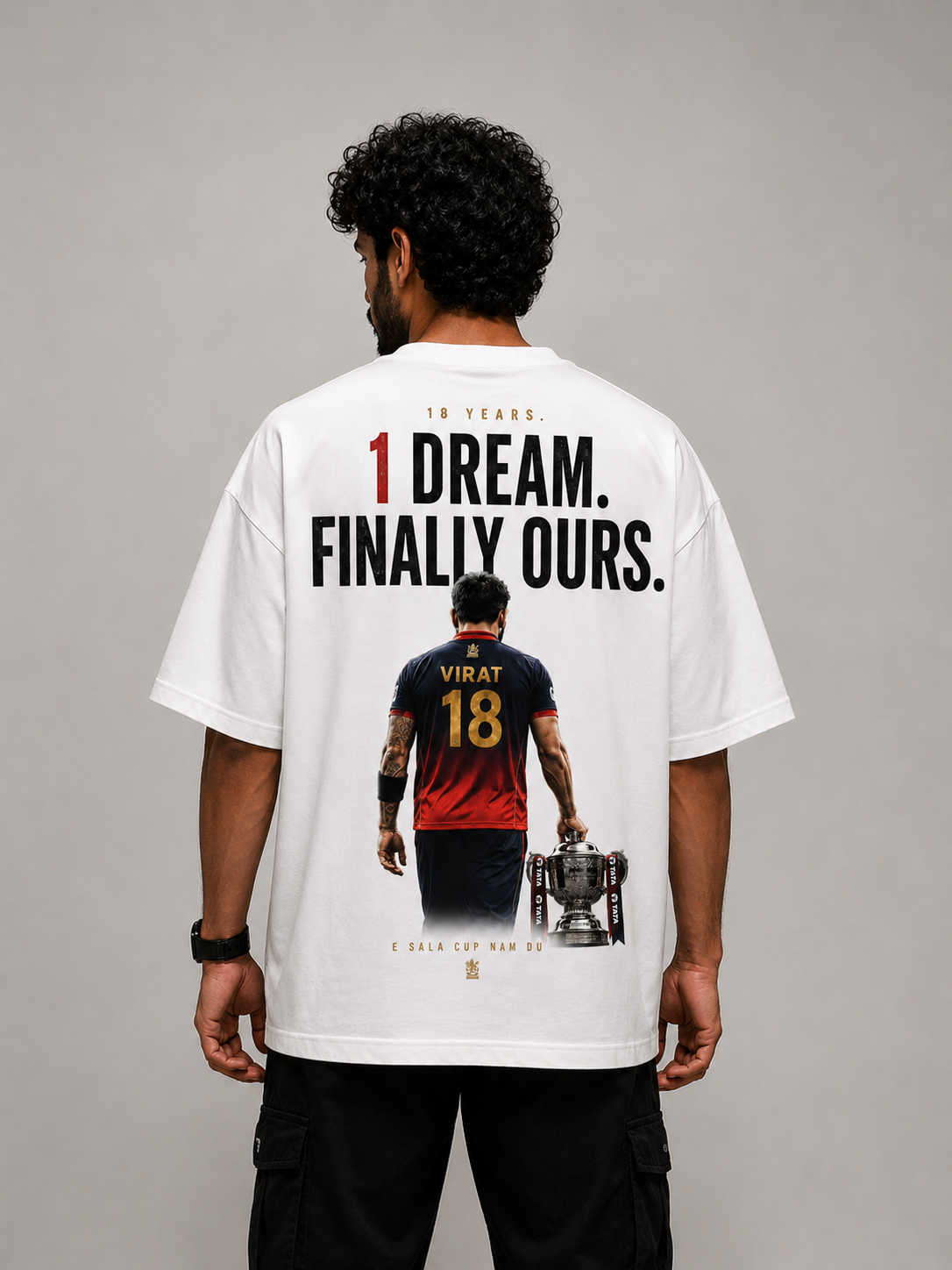 Virat Kohli Fan Tshirt| 1 Dream Finally Ours| Oversized T-shirt
