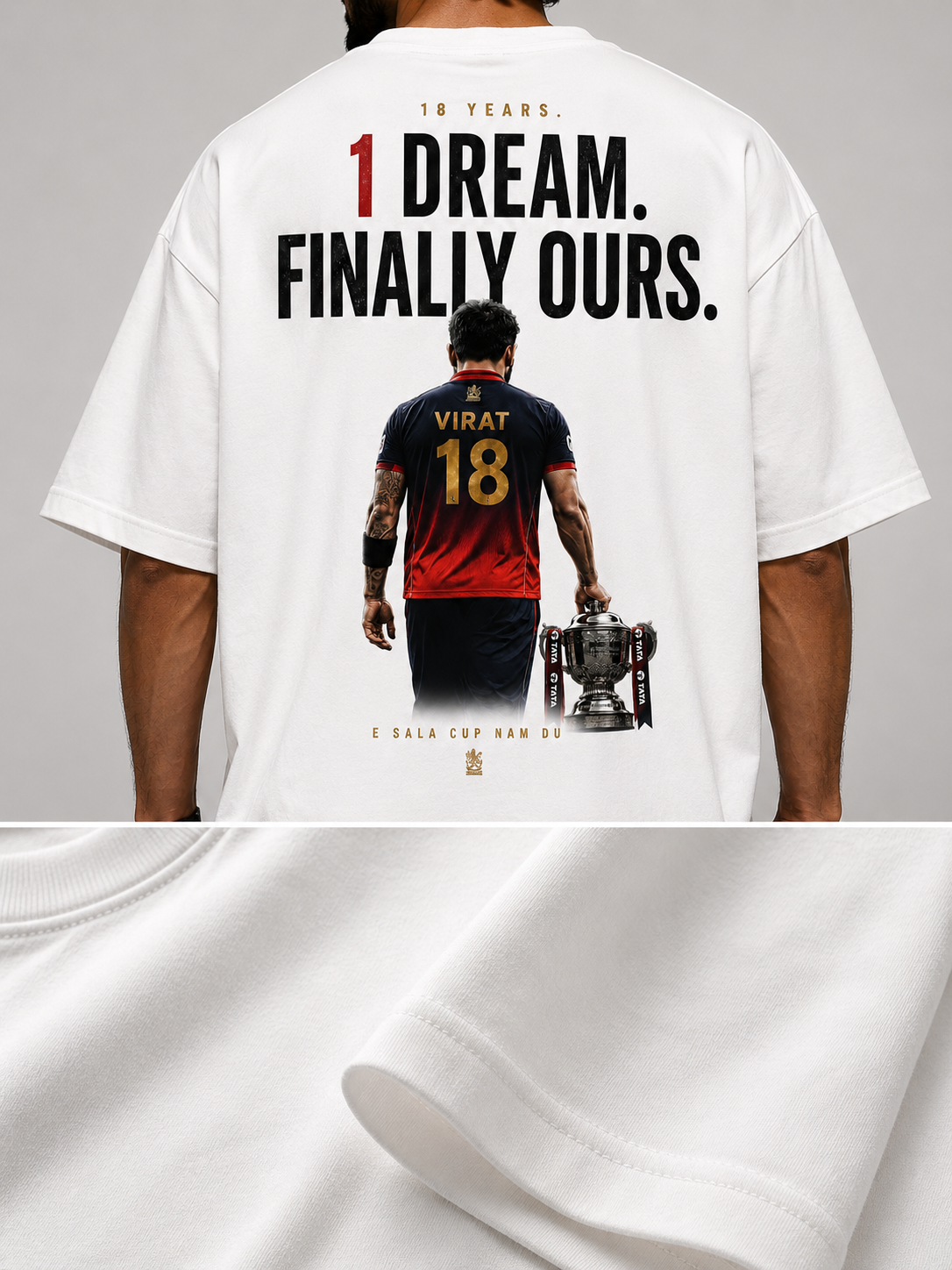 Virat Kohli Fan Tshirt| 1 Dream Finally Ours| Oversized T-shirt