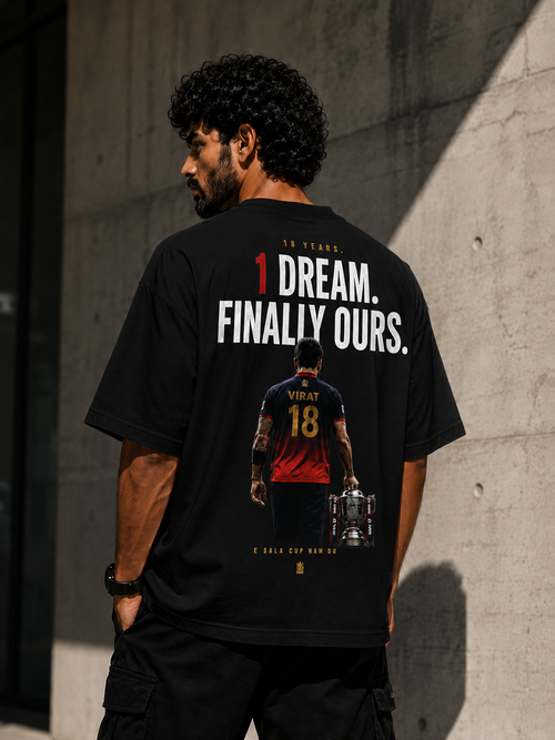 Virat Kohli Fan Tshirt| 1 Dream Finally Ours| Oversized T-shirt